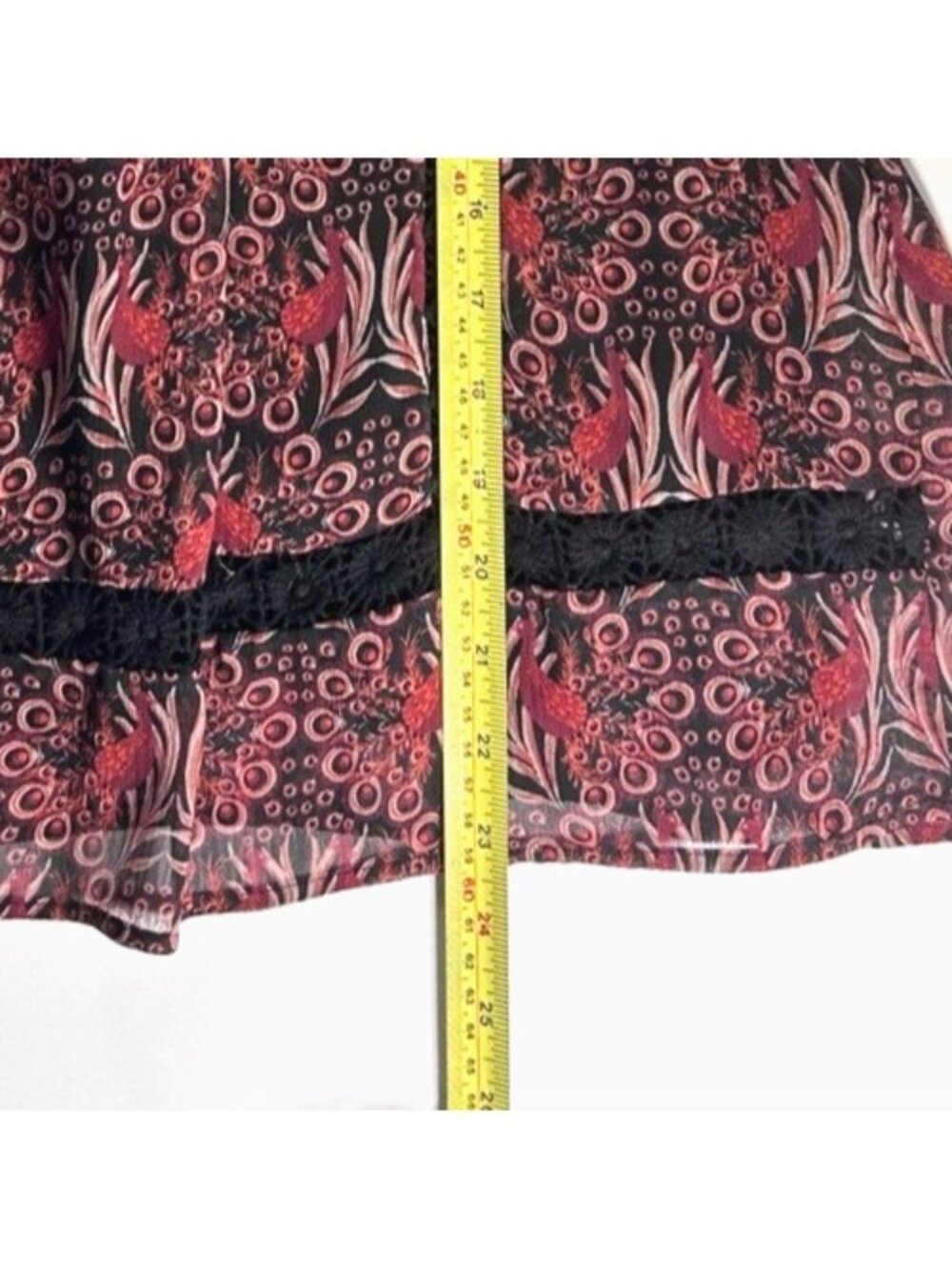 Daniel Rainn Anthropologie Tina Peacock Print Boho Blouse Burgundy Women’s S - Picture 8 of 10